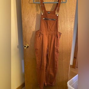 Terracotta denim overalls